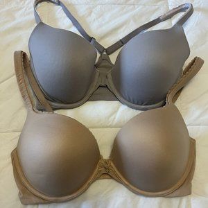 Victoria’s Secret Body By Victoria  Nude Gray Front Close 34DD lot of 2